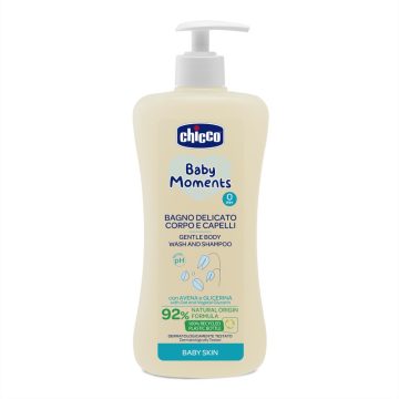   Chicco Baby Moments Fürdető & sampon 500 ml - újszülöttbőrre