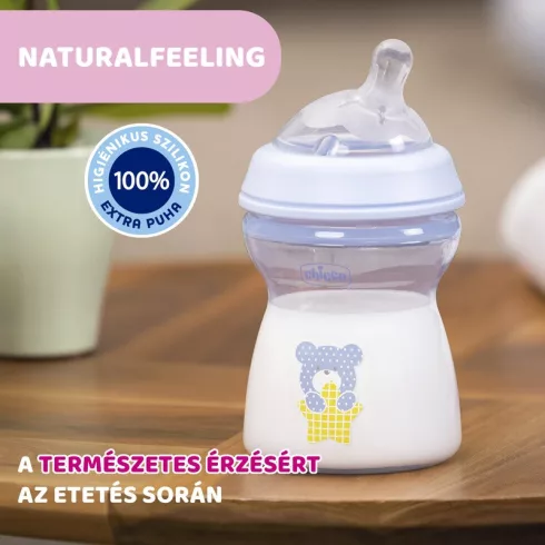 Chicco NaturalFeeling 250 ml cumisüveg - Kék Maci