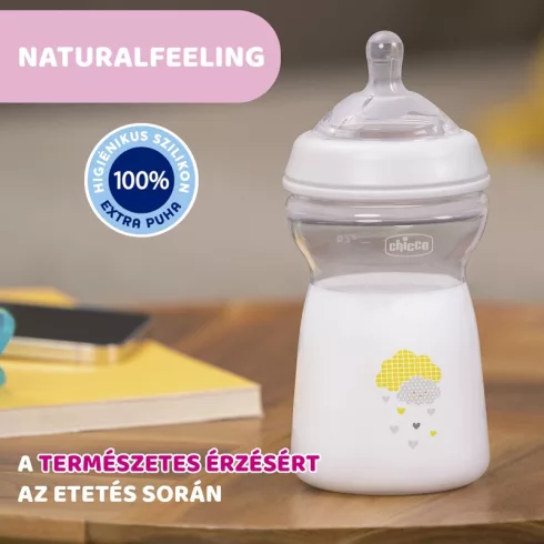 Chicco NaturalFeeling 330 ml cumisüveg - Neutral Felhő