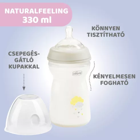 Chicco NaturalFeeling 330 ml cumisüveg - Neutral Felhő