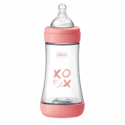   Chicco Perfect5 240 ml biofunkcionális cumisüveg - Rózsaszín xoxo