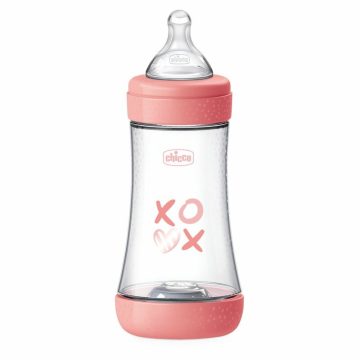   Chicco Perfect5 240 ml biofunkcionális cumisüveg - Rózsaszín xoxo