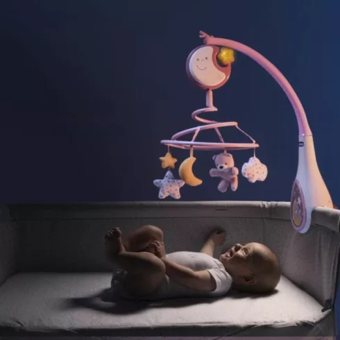 Chicco Next2Dreams forgó-zenélő kiságyra - Pink