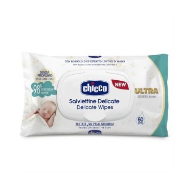 Chicco Ultra Soft & Pure vízbázisú törlőkendő 60 db-os