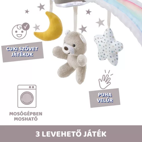 Chicco Rainbow Sky kiságy játékhíd és éjszakai fény - Neutral