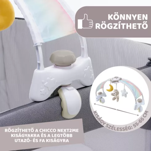 Chicco Rainbow Sky kiságy játékhíd és éjszakai fény - Neutral