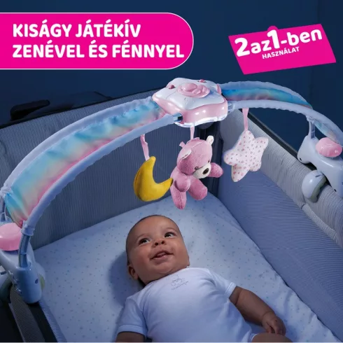 Chicco Rainbow Sky kiságy játékhíd és éjszakai fény - Rózsaszín