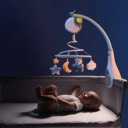Chicco Next2Dreams forgó-zenélő kiságyra - Kék
