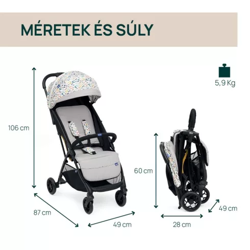 Chicco GLEE babakocsi 0-22 kg automata csukódással -  Joking Beige