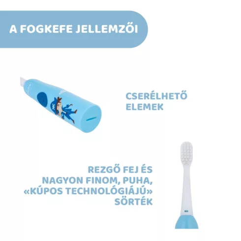 Chicco Elemes fogkefe 2 fejjel 3-6 év, cserélhető elemmel -  Kék