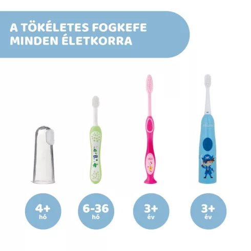 Chicco Elemes fogkefe 2 fejjel 3-6 év, cserélhető elemmel -  Kék