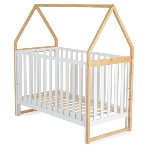 Cangaroo Astra Házikó Babaágy 60×120 cm – Fehér/Natur