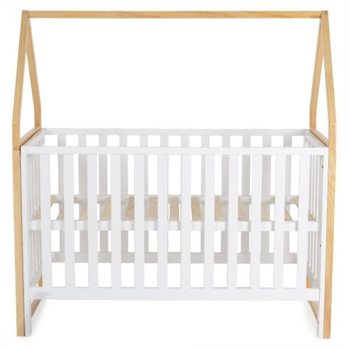 Cangaroo Astra Házikó Babaágy 60×120 cm – Fehér/Natur