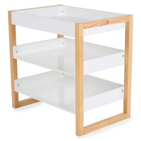 Cangaroo Timber Fa Pelenkázó Állvány Polccal – Fehér/Natur