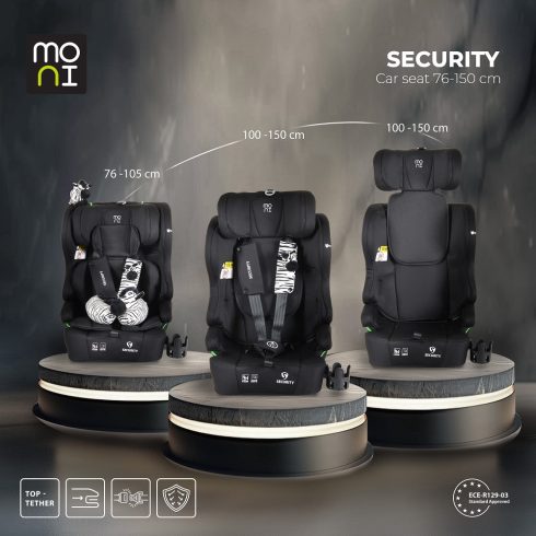 Moni Security ISOFIX biztonsági autósülés 76–150 cm - Fekete