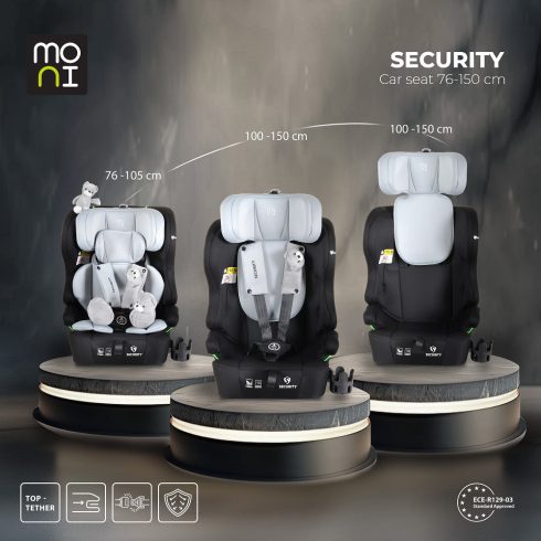 Moni Security ISOFIX biztonsági autósülés 76–150 cm - Szürke