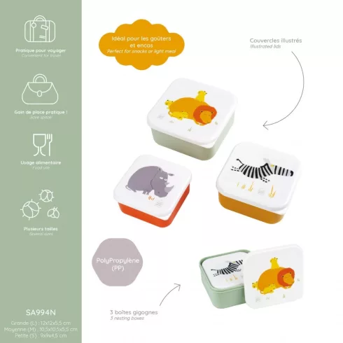 Petit Jour Uzsonnás doboz 3db - Savanna