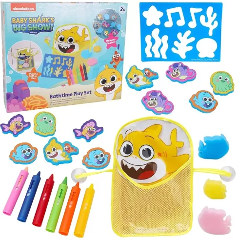Baby Shark Lemosható zsírkréta szett játéktartó hálóval