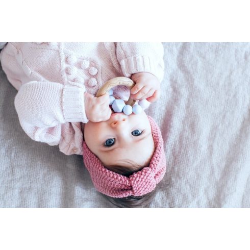 Mimijo Szilikon rágóka és csörgő bükkfa gyűrűs - Love