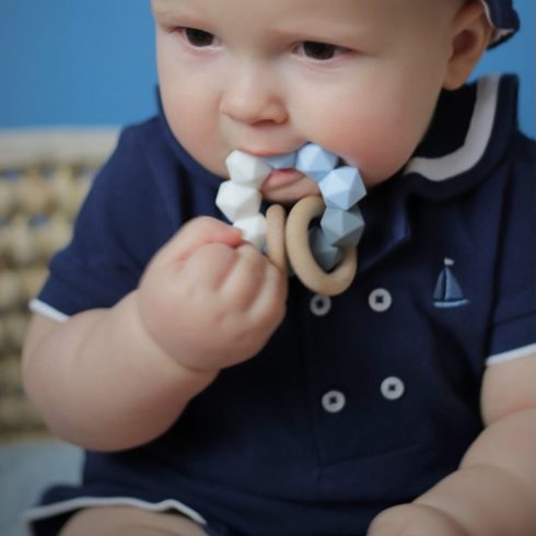 Mimijo Szilikon rágóka és dupla csörgő 2 bükkfa gyűrűs - Bruno