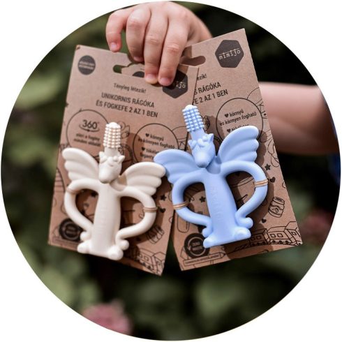 Mimijo Szilikon rágóka és fogkefe 2 az egyben - Karamell