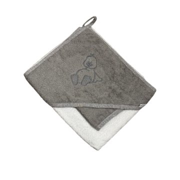   Vaganza hímzett fürdőlepedő fürdető kesztyűvel 80x80 cm - Fehér/Szürke Kacsás