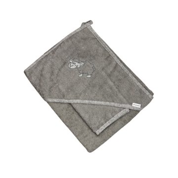   Vaganza hímzett fürdőlepedő fürdető kesztyűvel 80x80 cm - Szürke Bari