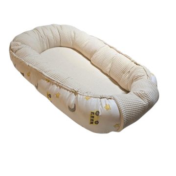   Vaganza Waffle/Pamutvászon babafészek - Ekrü/Sárga autós