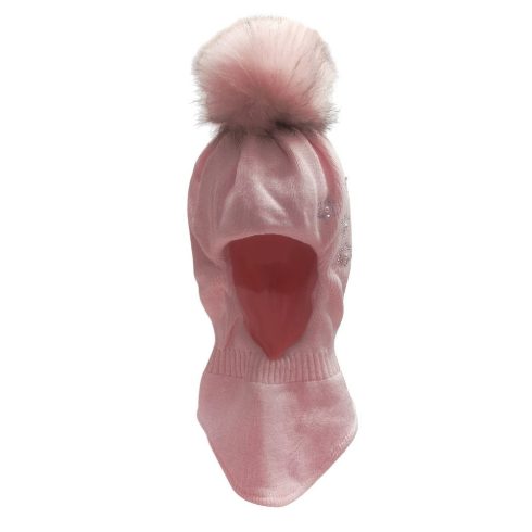 MiniM Gyerek kötött bojtos csősapka - Rózsaszín - Csillag strasszkővel 48-50