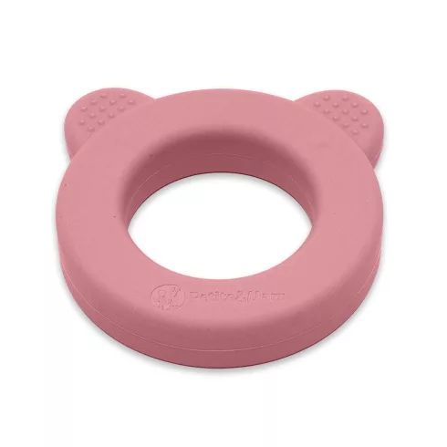 PETITE&MARS Beary Szilikon rágóka csörgővel Dusty Rose 0m+