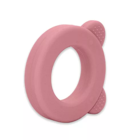 PETITE&MARS Beary Szilikon rágóka csörgővel Dusty Rose 0m+