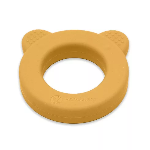 PETITE&MARS Beary Szilikon rágóka csörgővel Intense Ochre 0m+