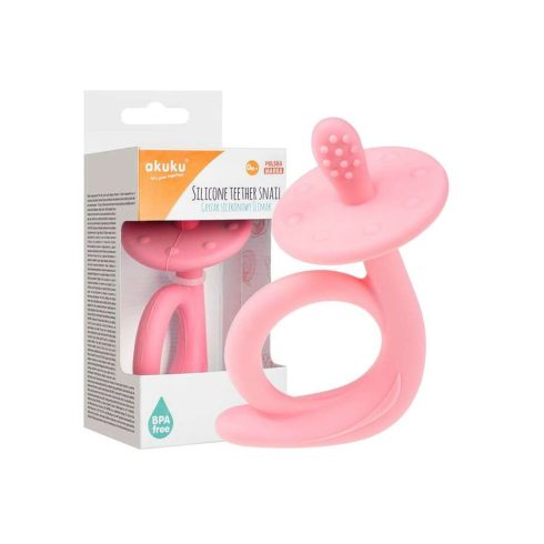 Akuku Szilikon Rágóka / Fogkefe – Csiga Rózsaszín