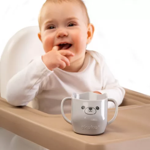 Akuku Döntött kialakítású Tanuló pohár 150ml - Szürke