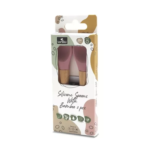 Lorelli Szilikon Kanál Bambusz nyéllel 2db - Deep Pink