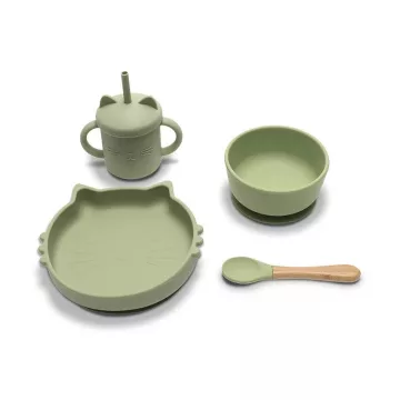   Lorelli Természetes szilikon 4 db-os étkészlet - Fresh Green