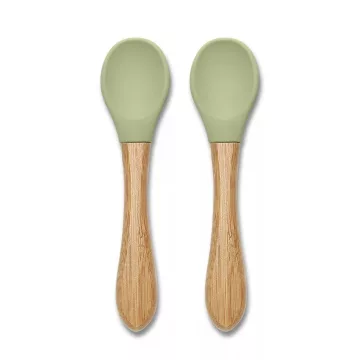 Lorelli Szilikon Kanál Bambusz nyéllel 2db - Fresh Green