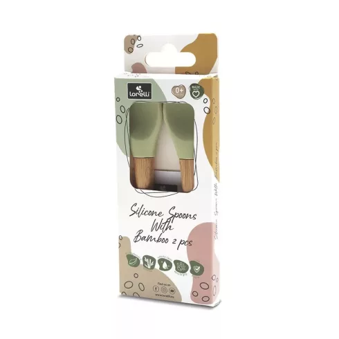 Lorelli Szilikon Kanál Bambusz nyéllel 2db - Fresh Green