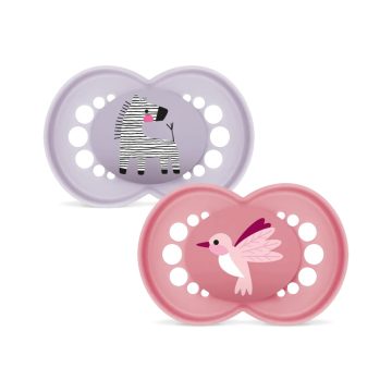   MAM Original szilikon nyugtató cumi 2db 6+ hó - Lila Zebra/Pink Kolibri