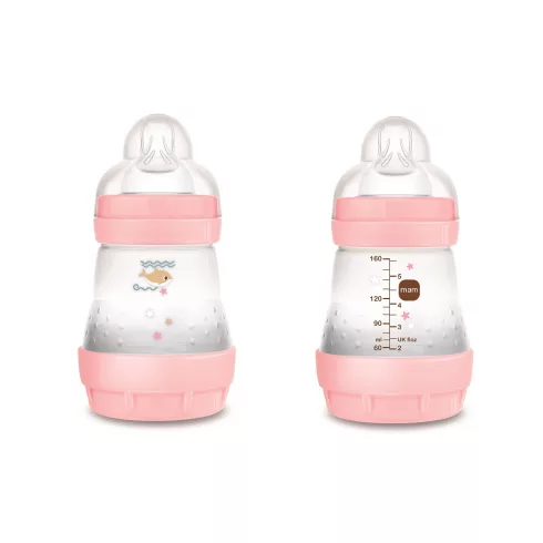 MAM Anti-Colic Műanyag Cumisüveg 160ml - Rózsaszín Halacska