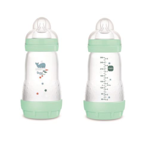 MAM Anti-Colic Műanyag Cumisüveg 260 ml - Menta Bálna