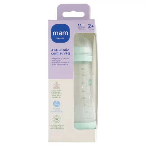 MAM Anti-Colic Műanyag Cumisüveg 260 ml - Krém Halacska