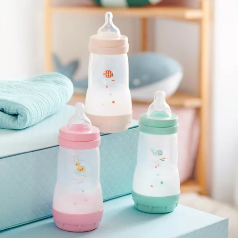 MAM Anti-Colic Műanyag Cumisüveg 260 ml - Krém Halacska
