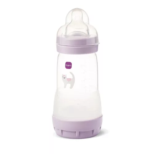 MAM Anti-Colic Műanyag Cumisüveg 260 ml - Lila Cica