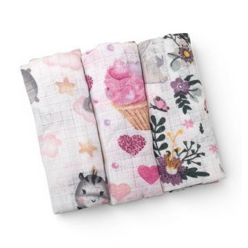 BS Textil pelenka 3db-os - Bébi állatok/Muffin/Nyuszi