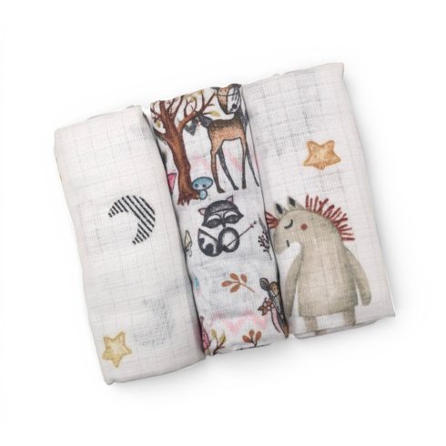 BS Textil pelenka 3db-os - Hold és csillag/Erdei Állatok/Lovacska
