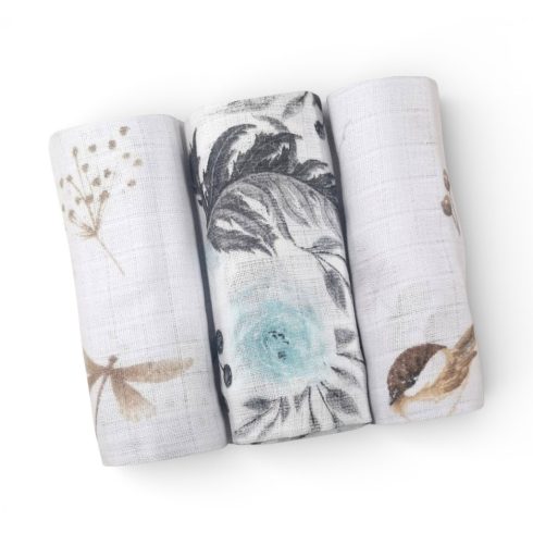 BS Textil pelenka 3db-os - Szitakötő/Virág/Madárka