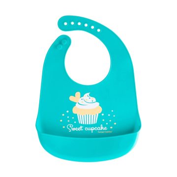 Canpol Babies Szilikon előke zsebbel - Cupcake Türkizkék