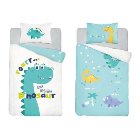 Maya Moo Gyerek pamut ágyneműhuzat 90x120cm - Hello Dino! Türkiz