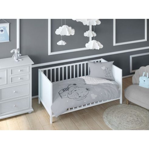 Maya Moo Gyerek pamut ágyneműhuzat 90x120cm - Elefánt Szürke